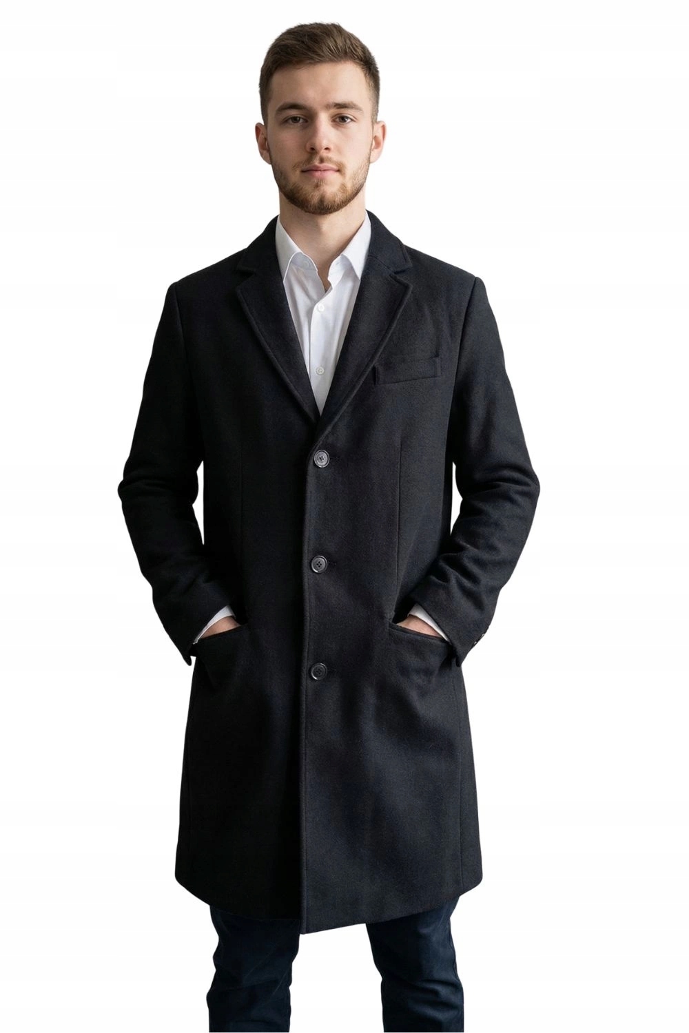 Pánský kabát Sec Man elegantní černý klasický podzim zima vel. S