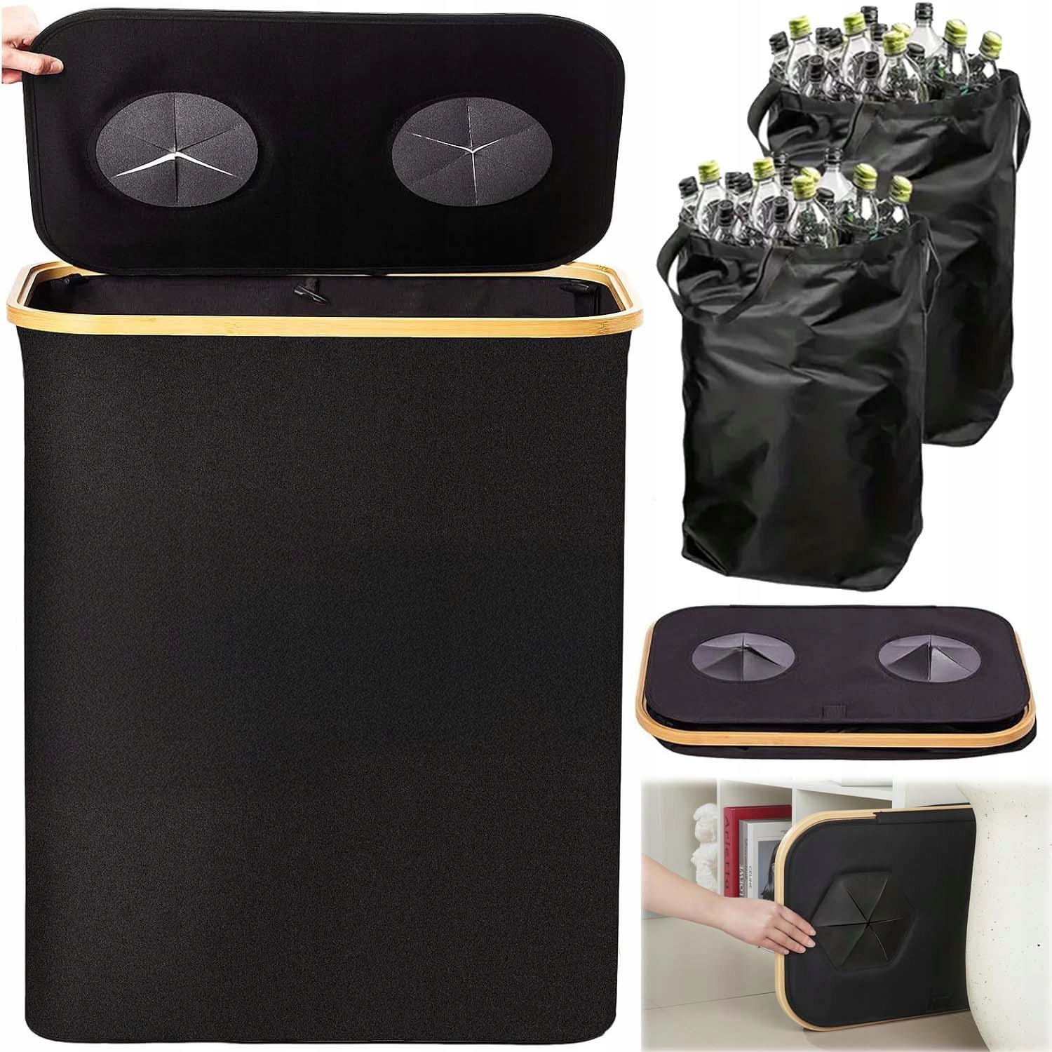 Odpadkový Koš Nádoba Na Tříděný Odpad 140L Skládací S Víkem