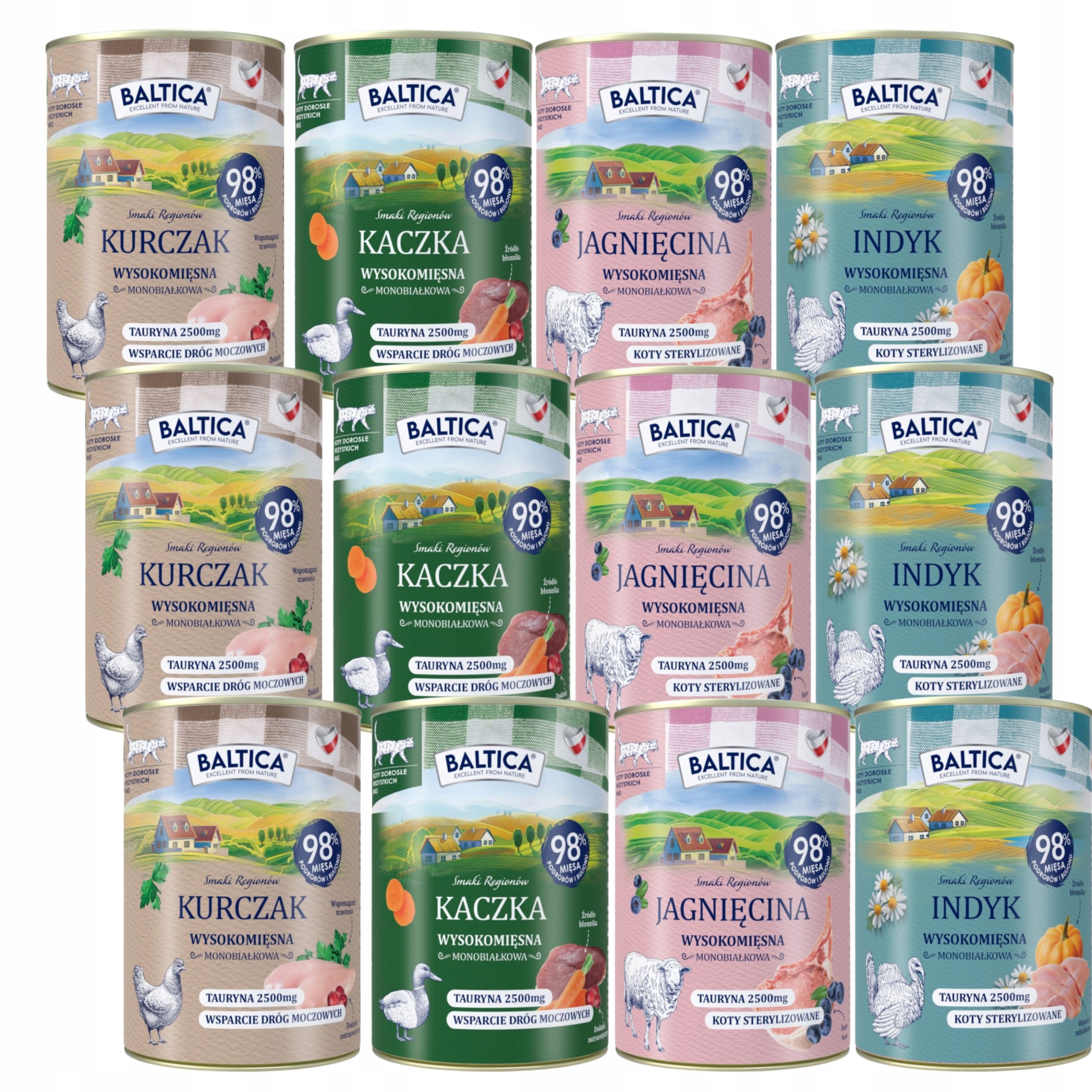 Baltica karma dla kota 12x400g zestaw 4 smaki mokra bez zbóż