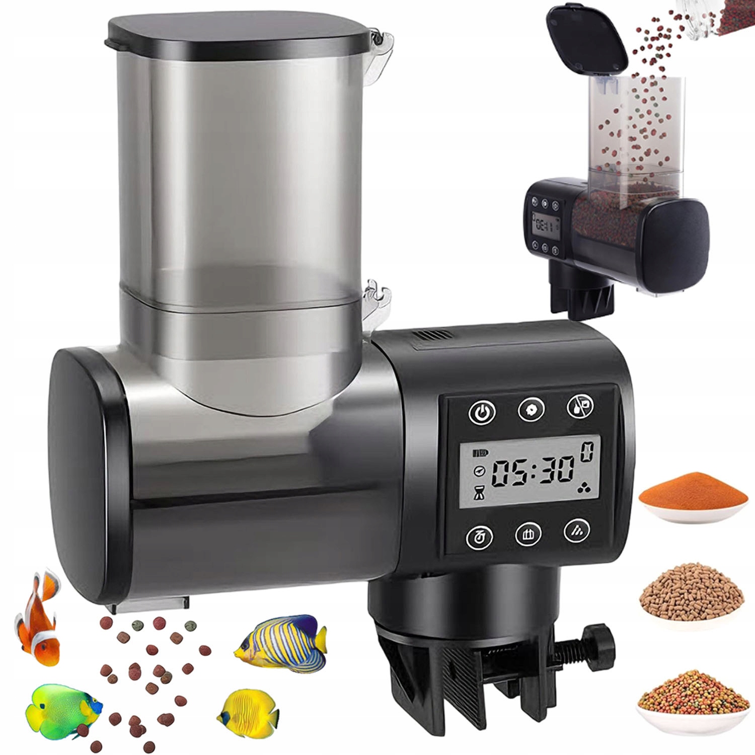 Levně Krmítko Pro Ryby Automatický Časovač 500 ML Montáž Akvarijního Nástavce