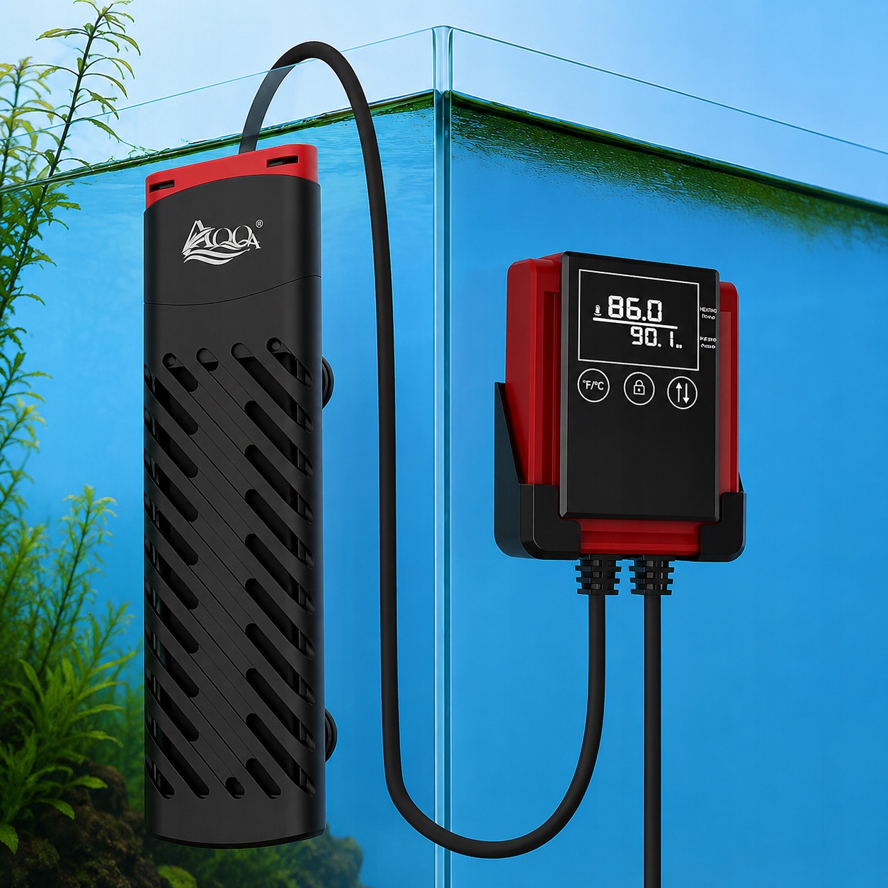 Podgrzewacz Grzałka Do Akwarium Aqqa 200W Z Termostatem Led