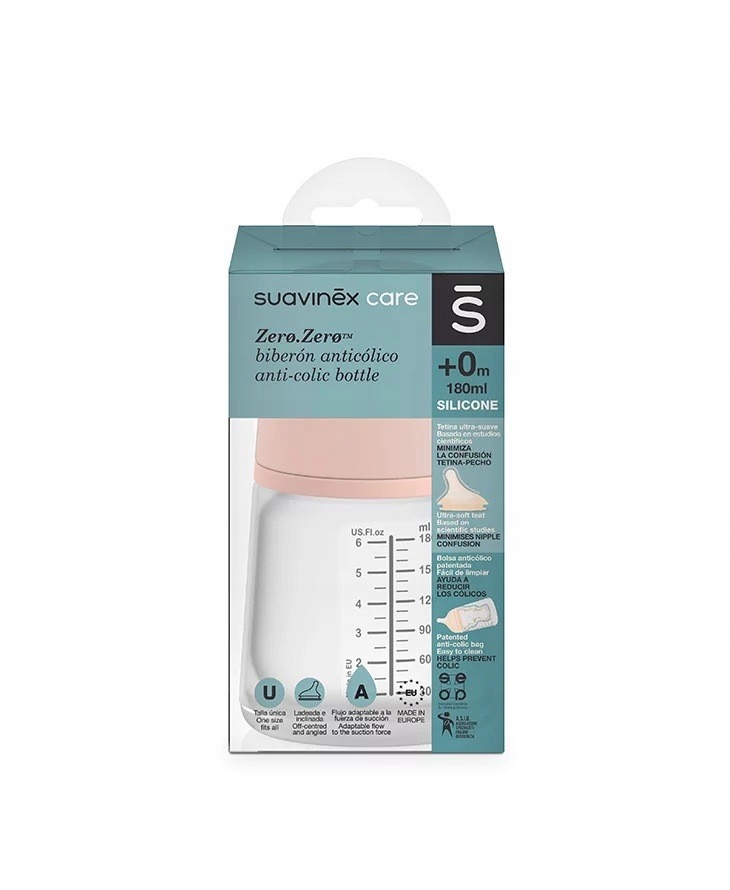 Suavinex Butelka o regulowanym przepływie 180 ml Zero Zero 0+ Kolor Przezroczysty
