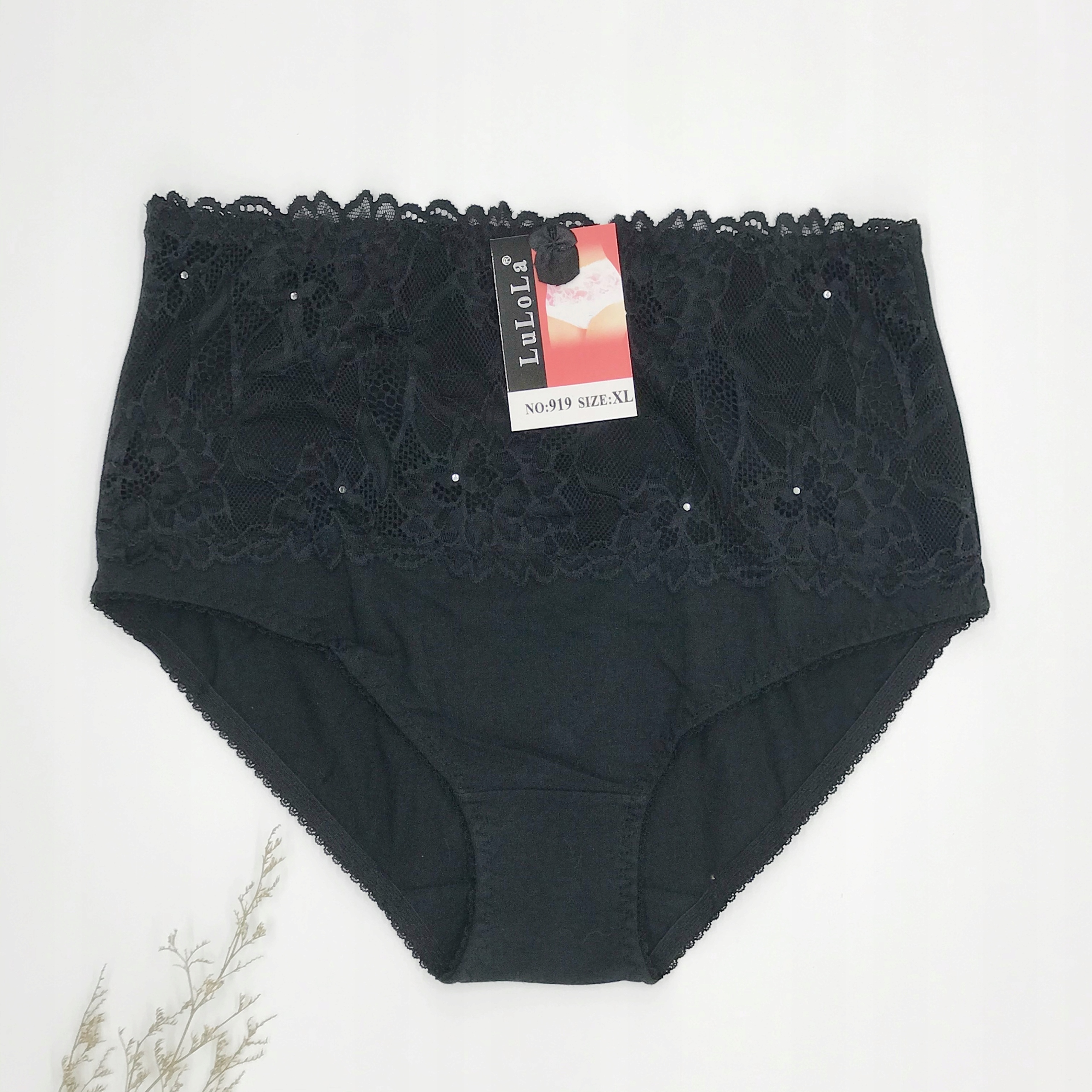 Majtki wysoki stanem koronkowe XXL figi bawełniane plus size HANA STORE Wzór dominujący bez wzoru