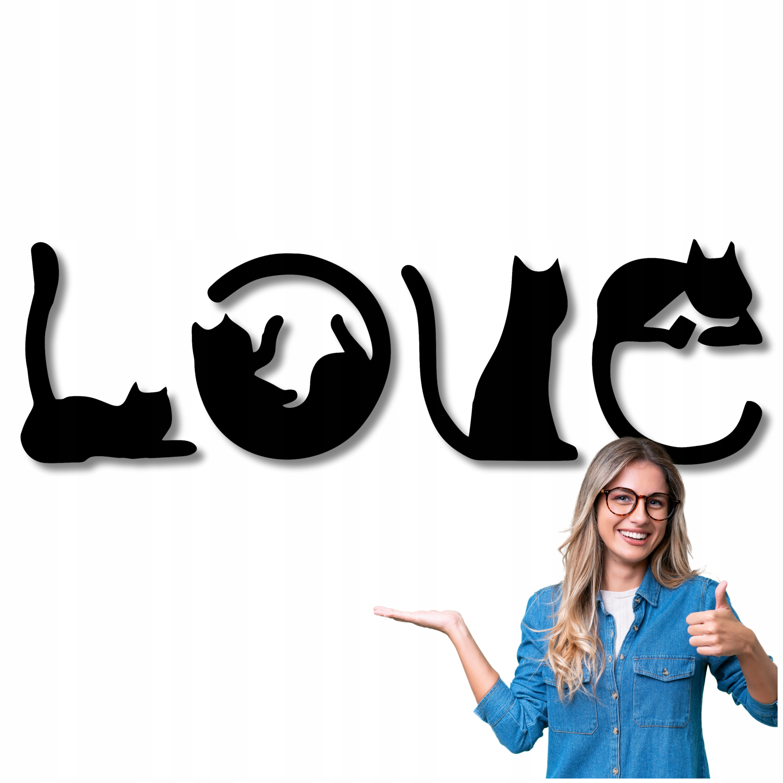 Ažurový Obraz 180 cm Obrazy Do Obývacího Pokoje Obraz Na Zeď Kočka Nápis Love Kočička