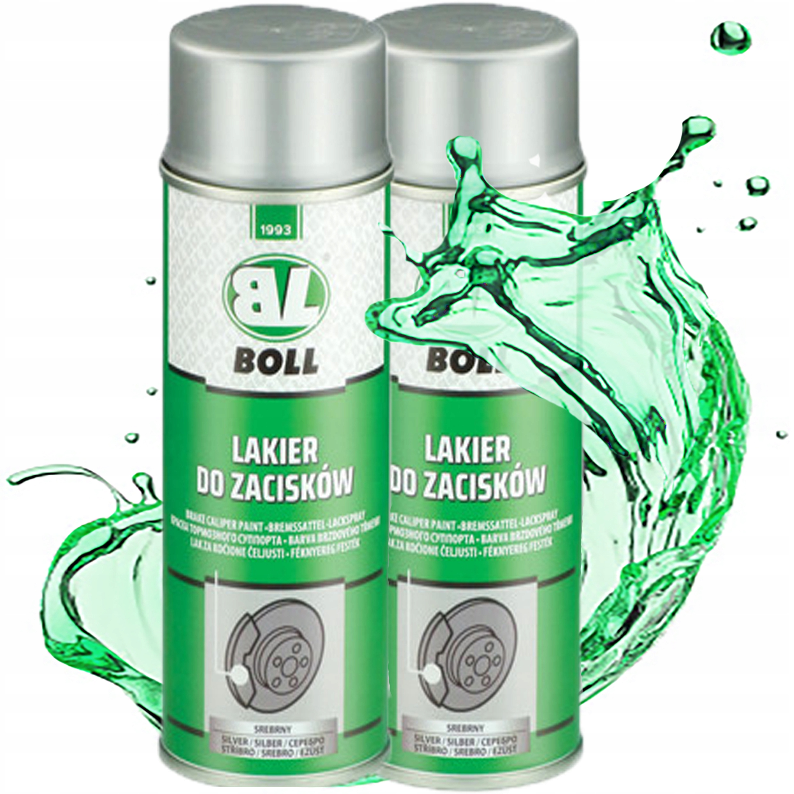 Lakier Farba Do Malowania Zacisków Odporny Połysk Srebrny Boll 400ML x2