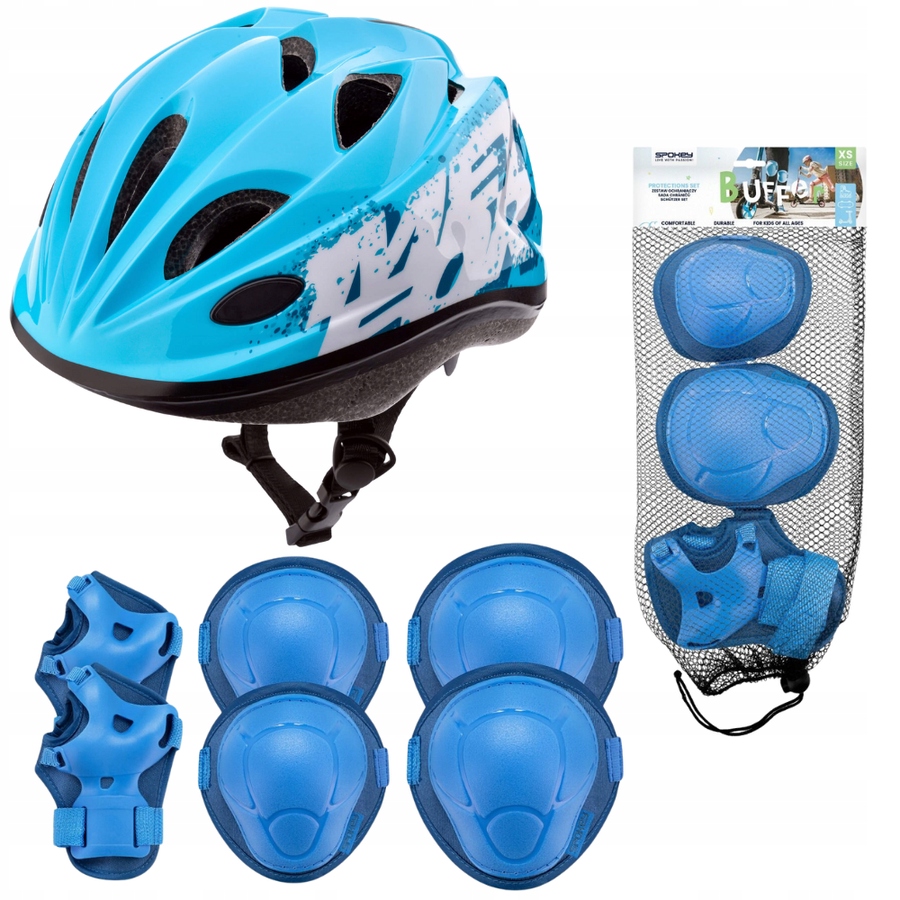 Kask Rowerowy Dziecięcy Z Regulacją 48-52 cm Ochraniacze Komplet S