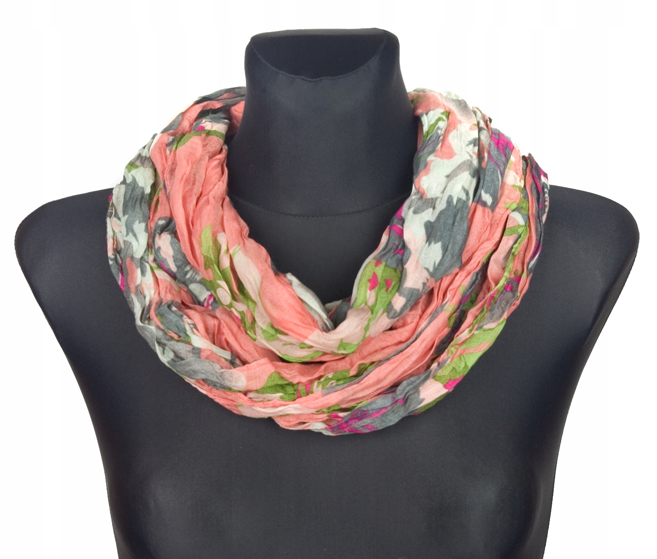 Mały Komin szalik apaszka w kwiaty łososiowa 266