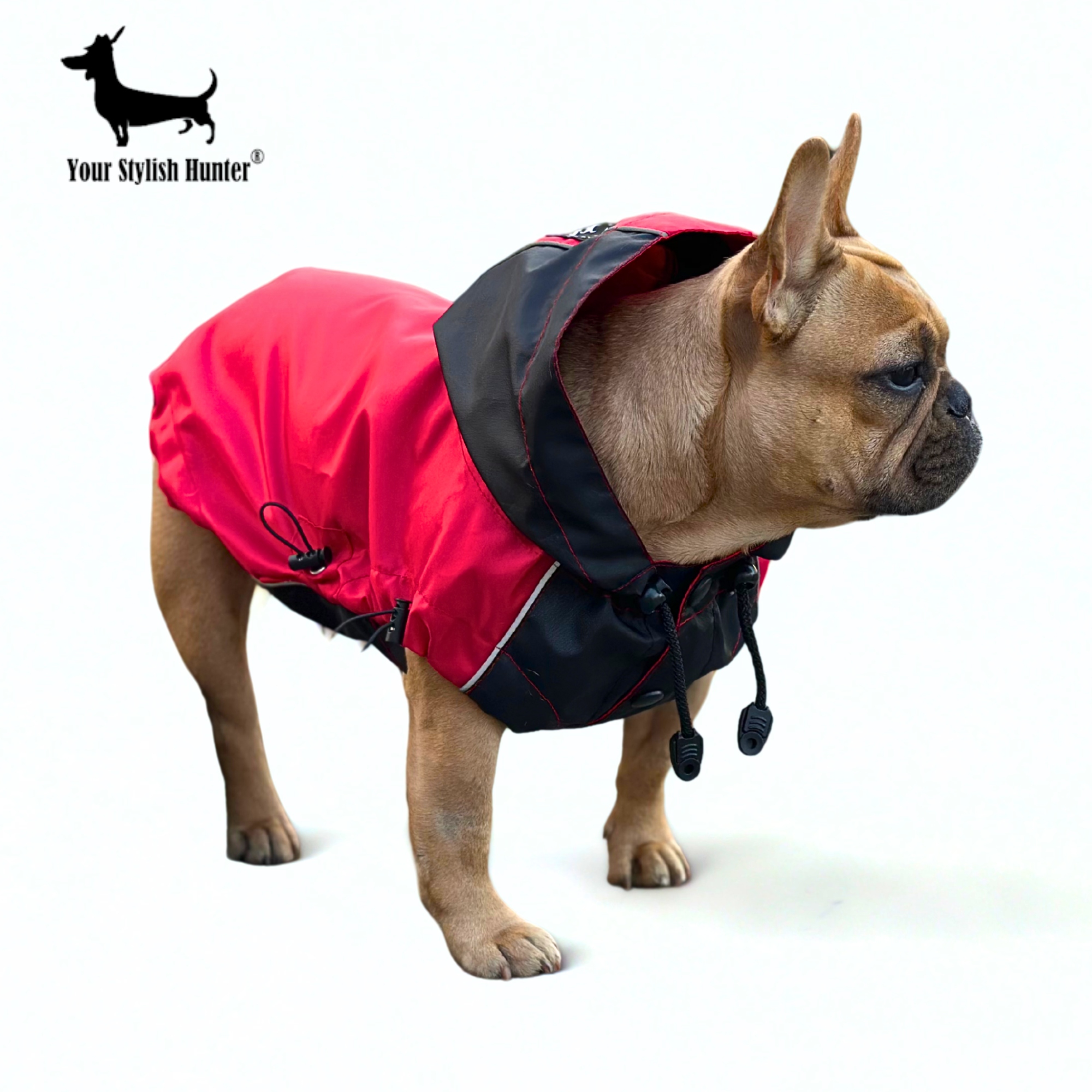 Levně Nepromokavý plášť s kapucí bunda pro psa francouzský buldoček mops S