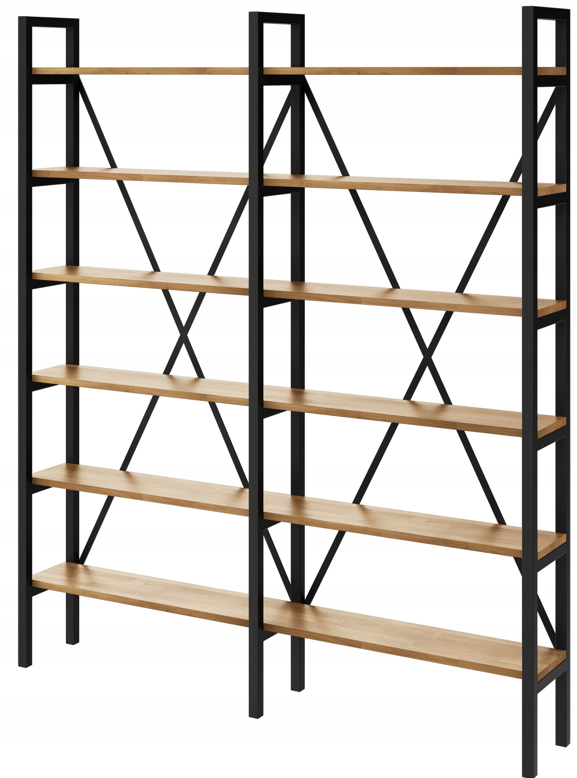 Industriální regál Loft na knihy dub D6-40 200 cm