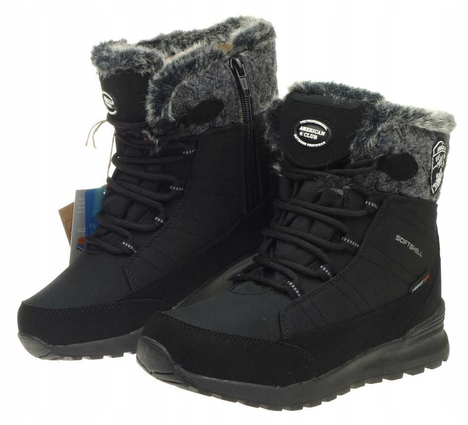 Śniegowce Damskie AMERICAN CLUB Botki Buty Zimowe SN25 SOFTSHELL Suwak 40 Kod producenta SN25BK