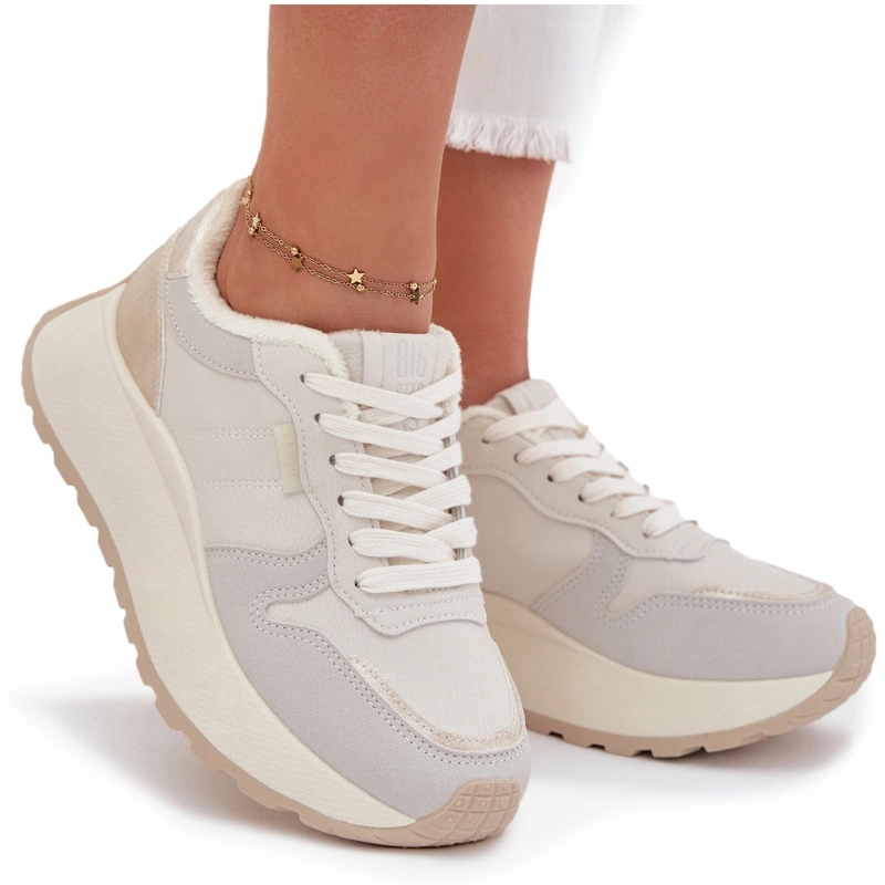 Dámské Zateplené Tenisky Big Star SS274008 Hi-poly Systém Světle Béžové 39