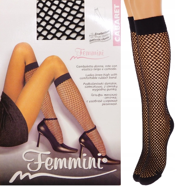 

Femmini Cabaret podkolanówki kabaretki nero