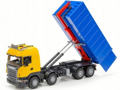 Emek Scania R hákovník žlutý s vysokým kontejnerem