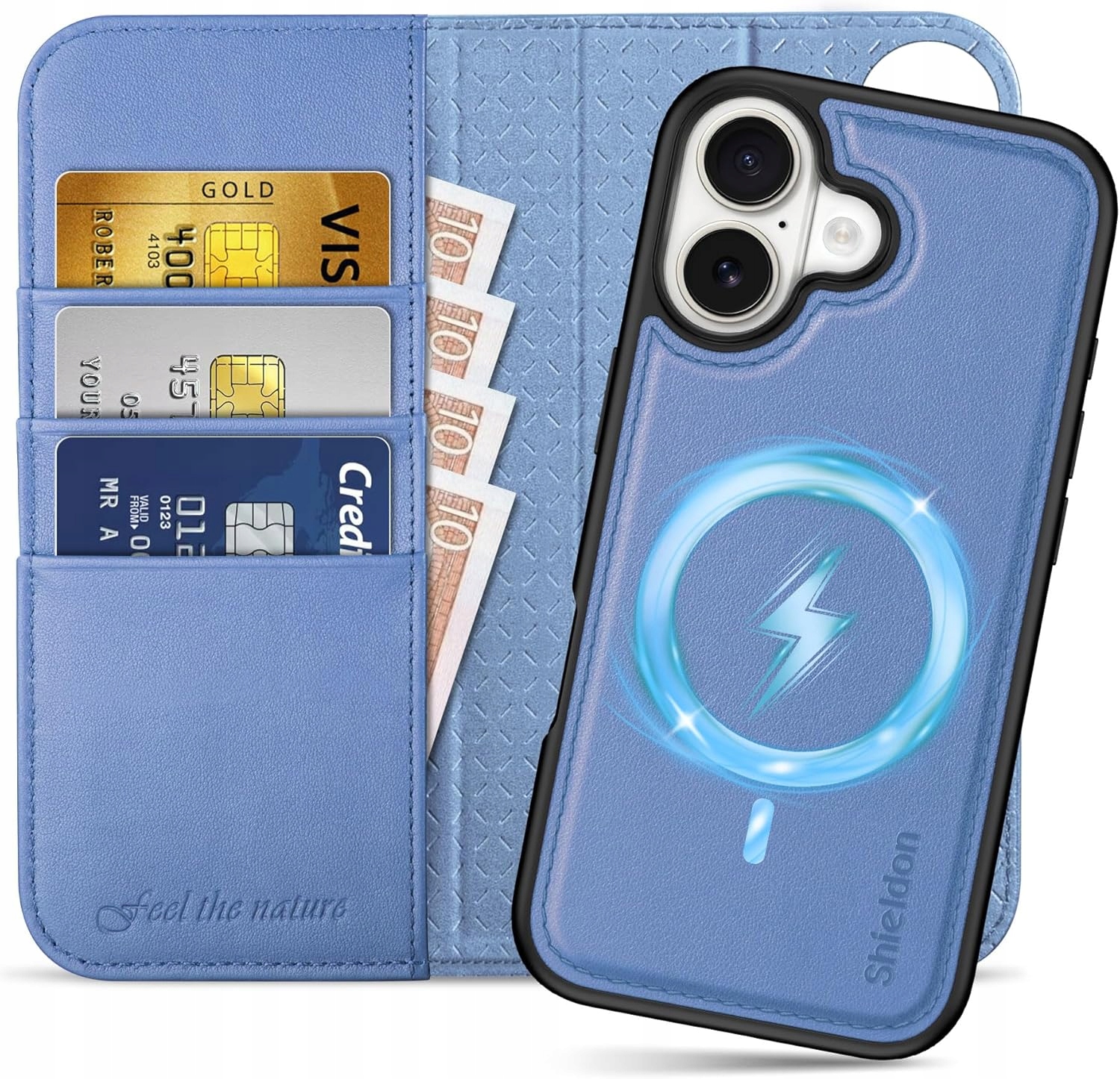 Flipové pouzdro Zadní Kryt MagSafe 2v1 Shieldon Pravá Kůže pro iPhone 17