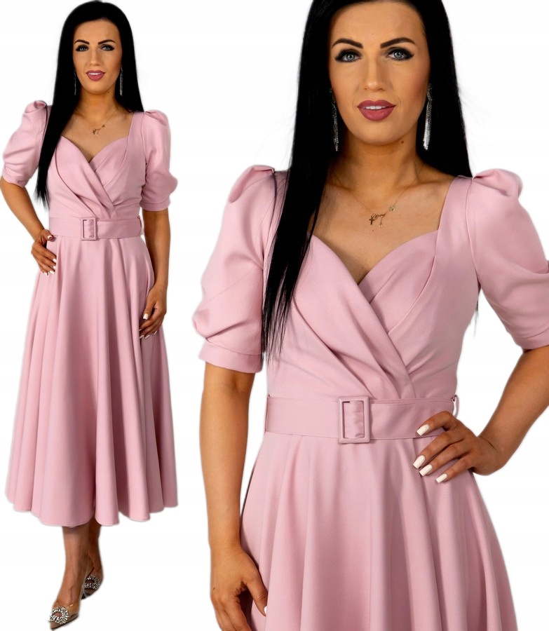 Dámské šaty na křtinové přijímání Elegantní šaty na svatební hostinu Růžová XL