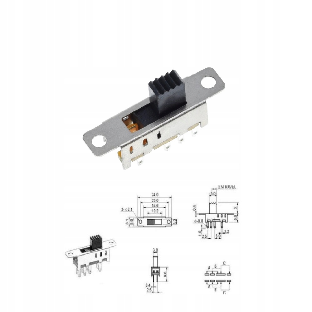 

Przełącznik suwakowy SS23E04 8 Pin 3 pozycje