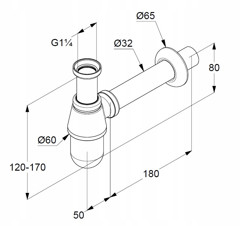 KLUDI SYFON UMYWALKOWY BUTELKOWY G 1 1/4 CHROM EAN (GTIN) 4021344999412