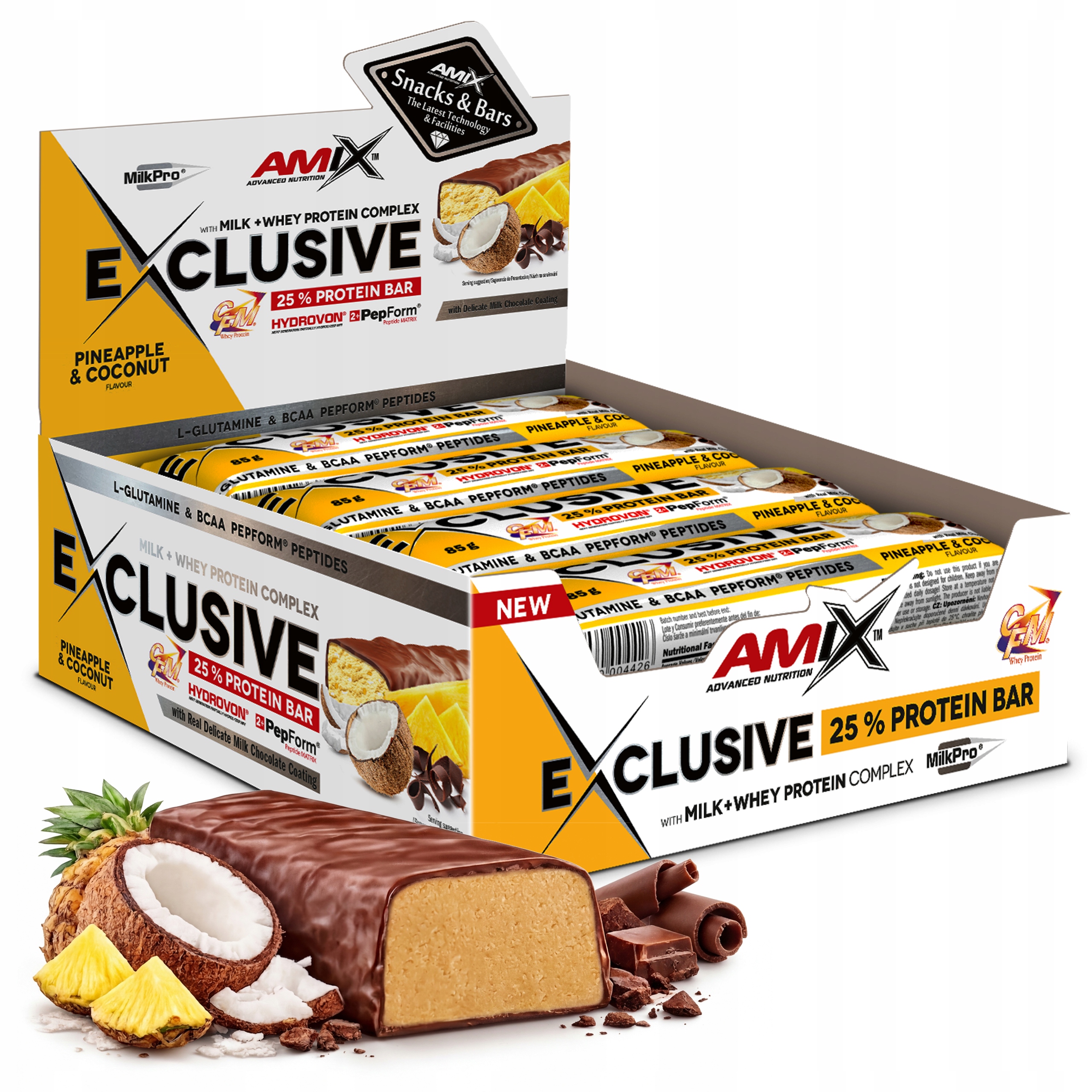 Baton Odżywczy Białko 20g węglowodany Amix Czekolada Ananas Kokos