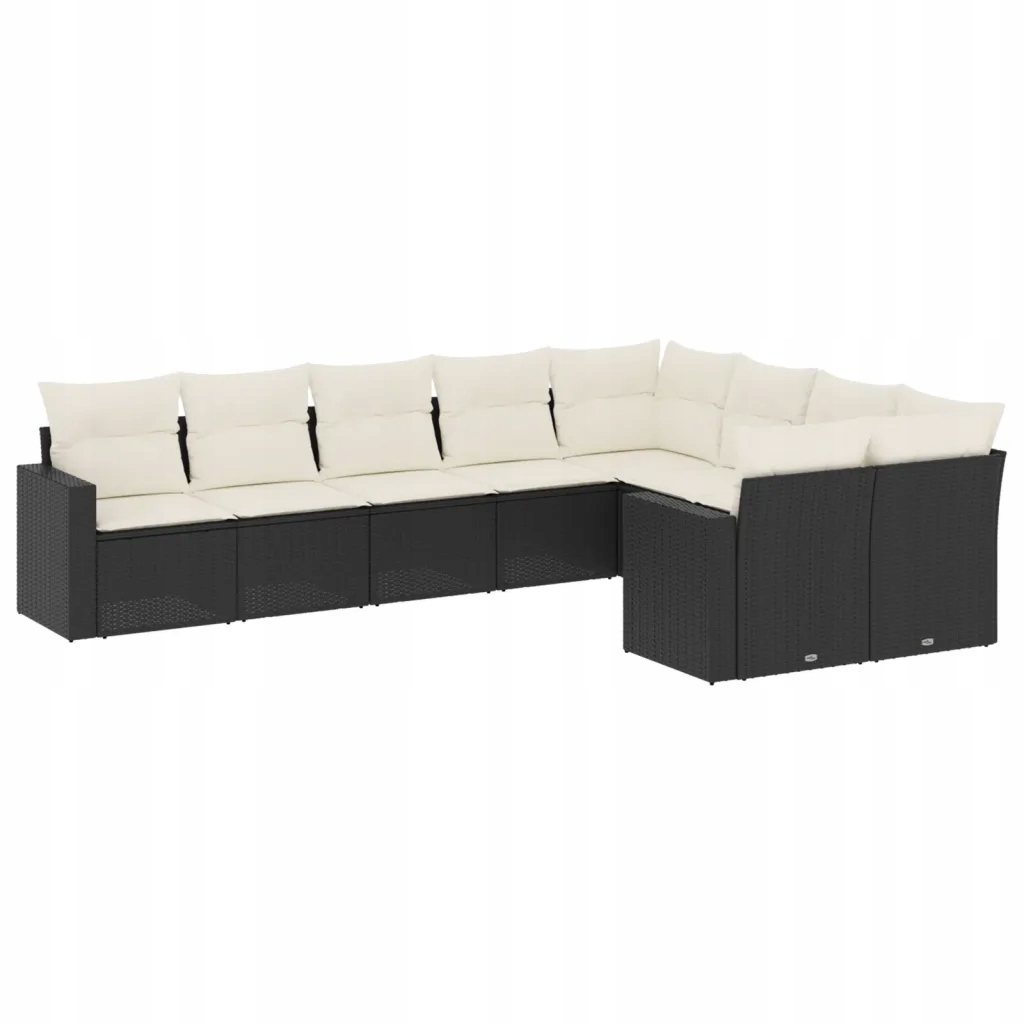 Modulární zahradní nábytek, set pro 8 osob, černý, Pe ratan 62x62x69 cm