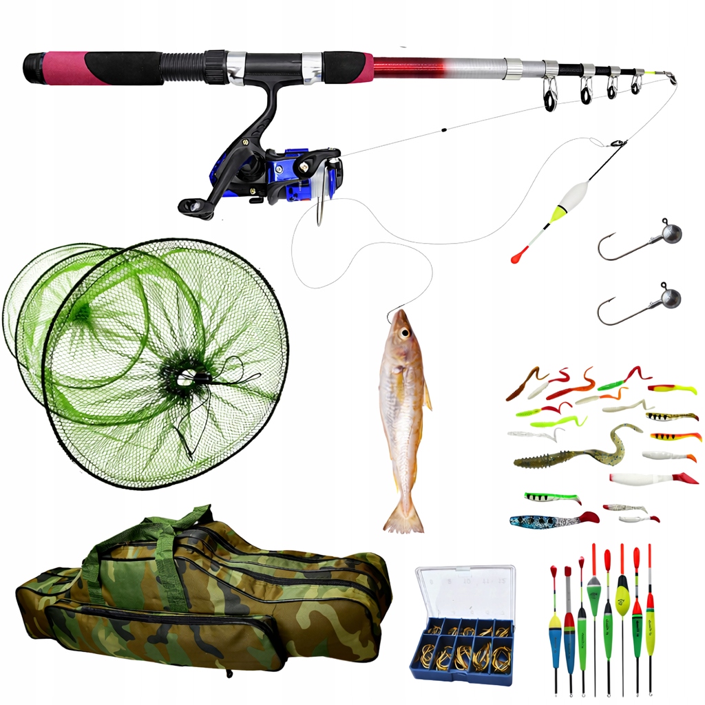 Zestaw wędkarski Gotowy do łowienia ryb Uzbrojony dla początkujących
