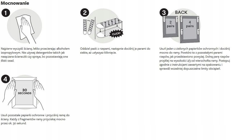 rzepy do paneli tapicerowanych Wysokość mebla 2 cm