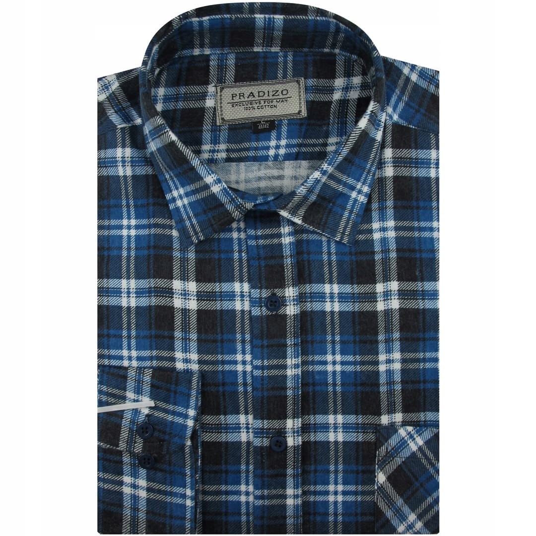 

Flanelowa Koszula Męska w kratę do pracy A677