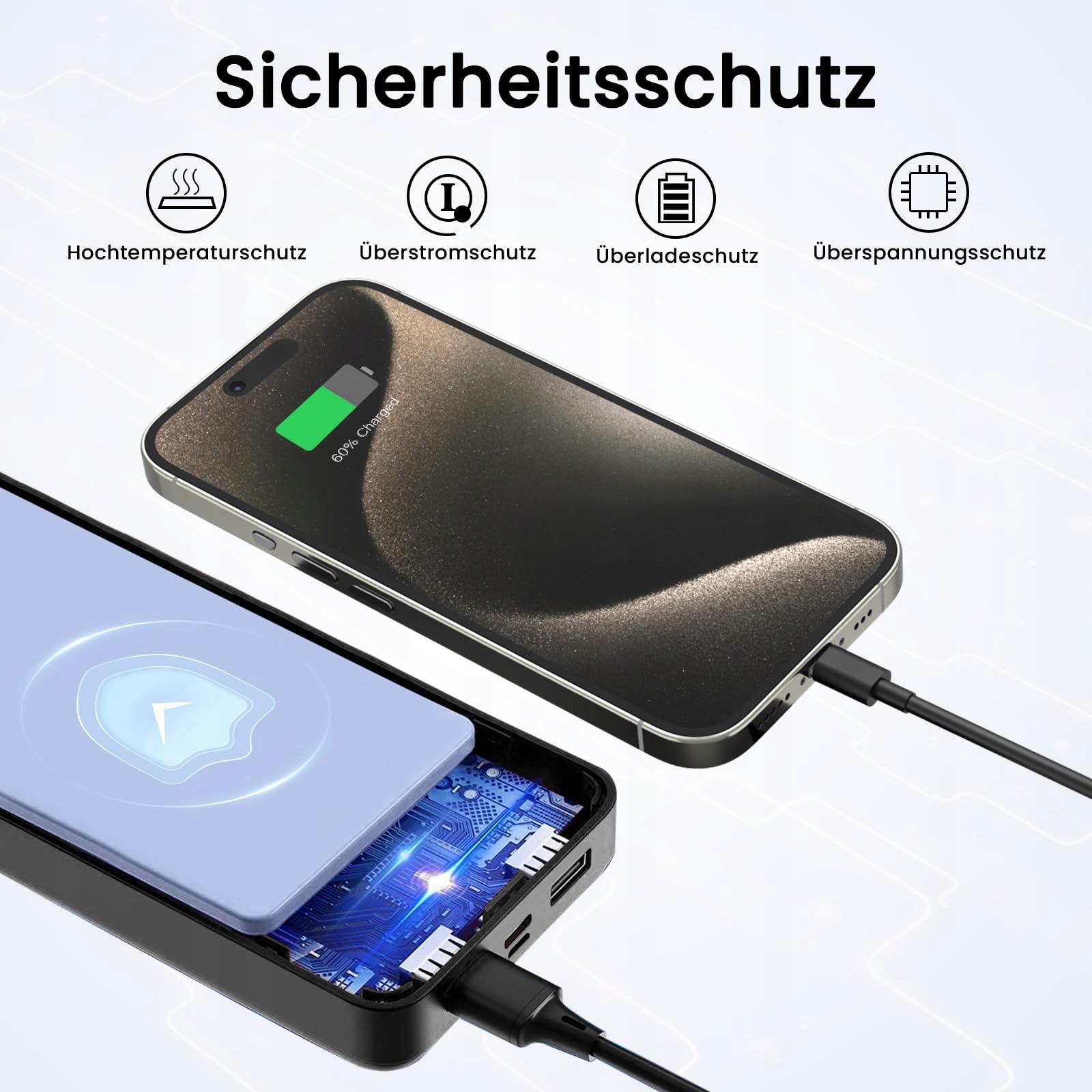 Bextoo Power Bank 27000mAh 225W USB-C LED iPhone 16 15 14 13 12 Pro — miniatura 7