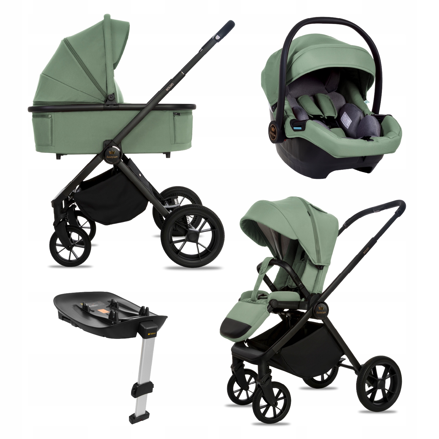 Wózek Dziecięcy 4w1 BabyLux Boldo Spacerówka Gondola Fotelik Baza Isofix