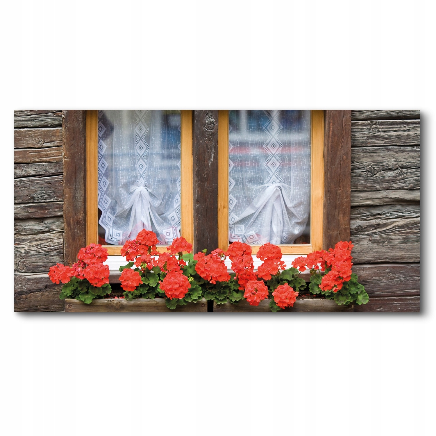 Okno pelargonie 140x70 Obrazy vytištěné na plátně