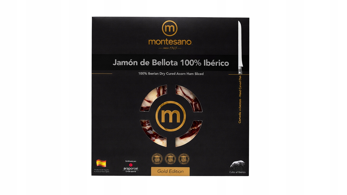 Jamon de Bellota 100% Iberico 100g Montesano ręcznie krojna