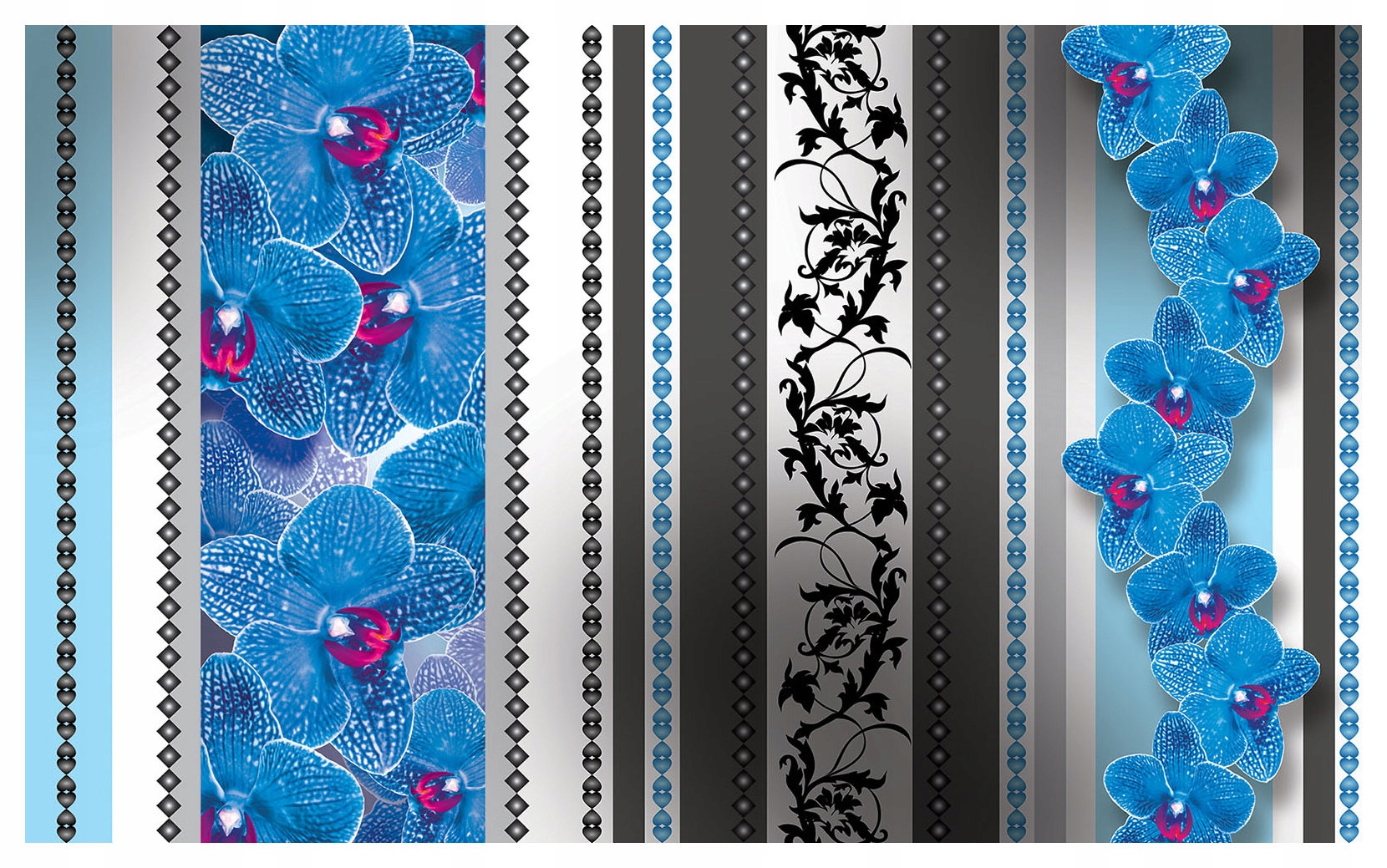 Fototapeta Orchideje světle modrá s růžovou a šedou ornamenty 350x250 lepidlo