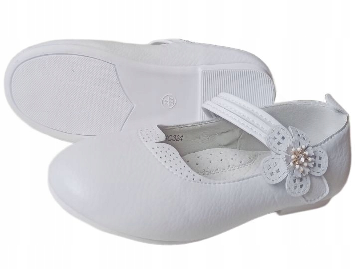BIAŁE BUTY BALERINY KOMUNIJNE R.35 WKŁADKA SKÓRA PROFILOWANE P2-73 Płeć dziewczynki