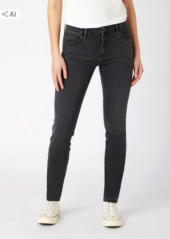 Wrangler Černé Slim Džíny S Vysokým Pasem A Oděrkami 27/34 7DA