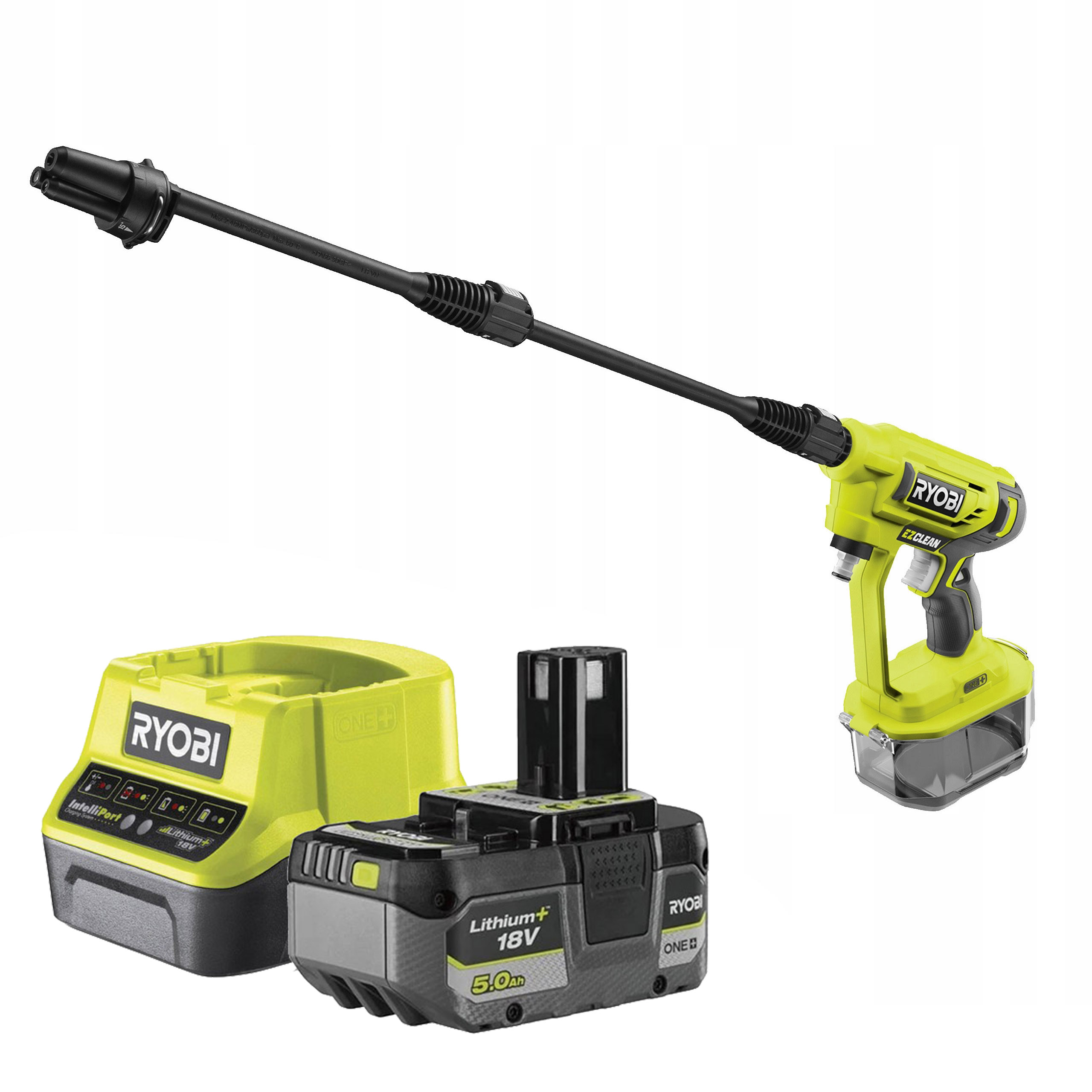 Ryobi Akumulátorová tlaková Myčka 22 Bar Lanca Hadice 6 m Nabíječka Aku 5 Ah