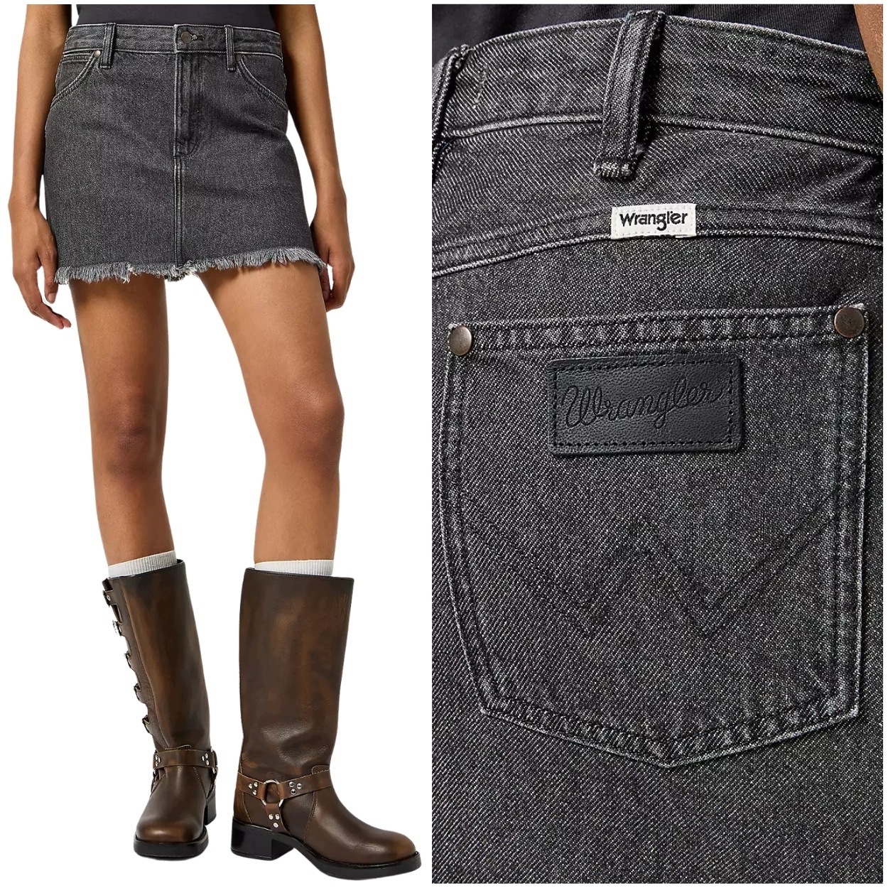 Wrangler Denim Mini Skirt krátká džínová sukně s rozepínáním vpředu S