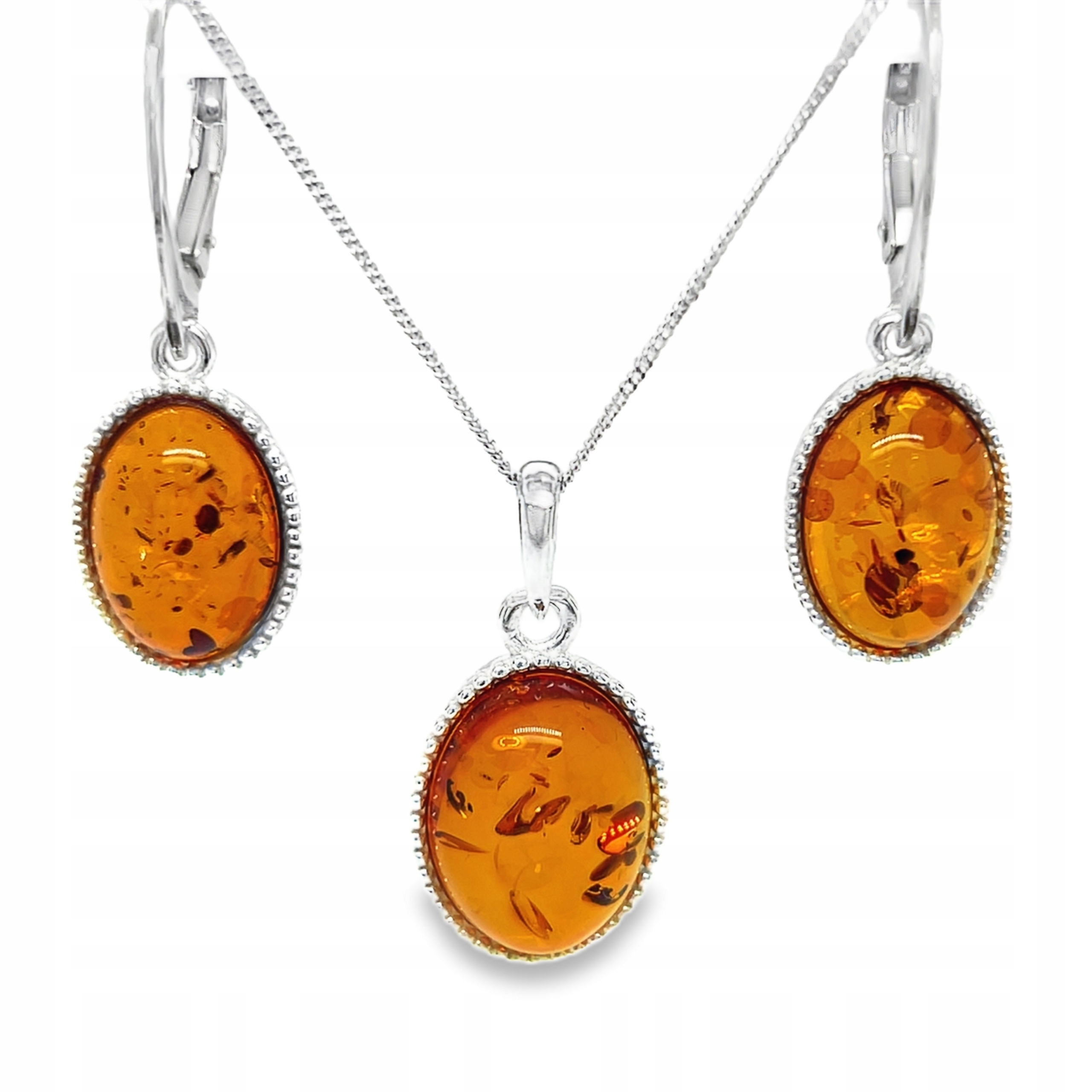 Sada šperků náušnice přívěsek stříbrný s jantarem Film