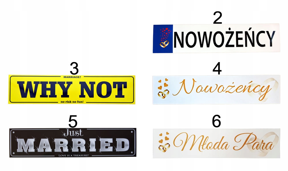 Tablice ślubne komplet 2 sztuki RÓŻNE WZORY Rodzaj tablice