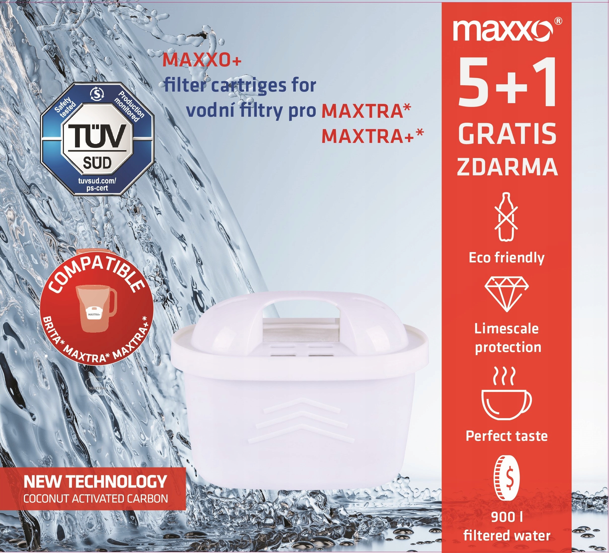 Filtry Wody Maxxo+ do Dzbanka Brita Maxtra Plus Węgiel Aktywny 6 sztuk