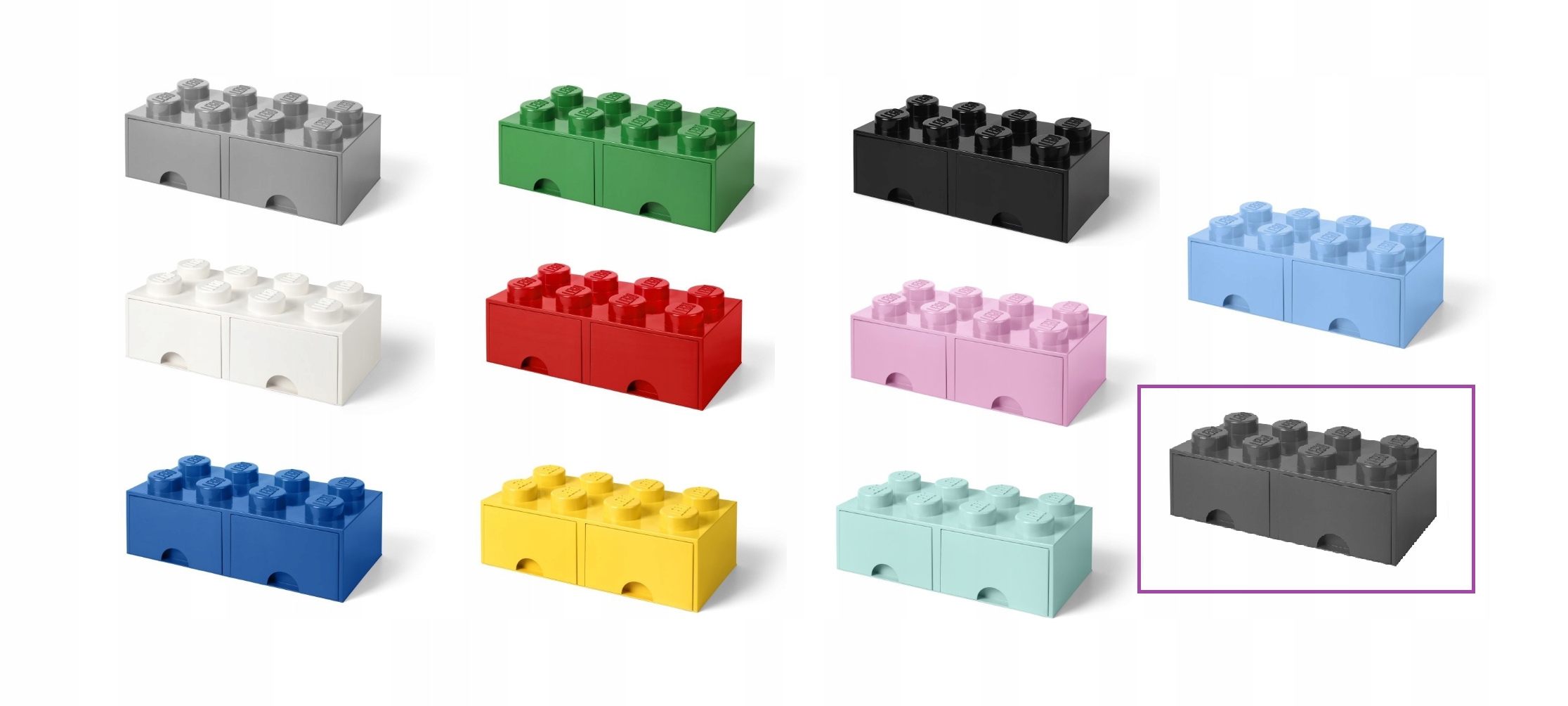 Lego(r) pojemnik klocek z szufladami ósemka szary