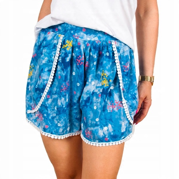 

Krótkie Spodenki Szorty Damskie Bawełna Pasy L XL