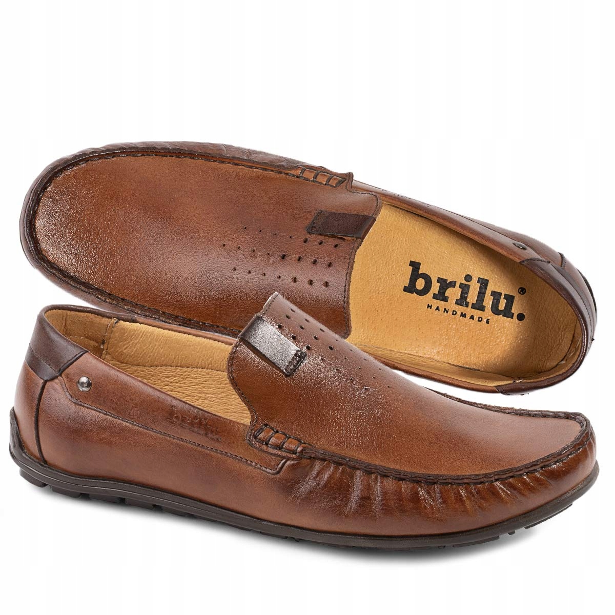

Brilu Mokasyny Skóra Naturalna Nubuk Brązowe 43