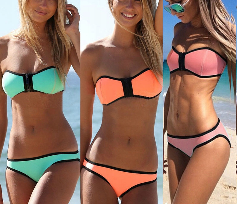 NEONOWY STRÓJ KĄPIELOWY BIKINI M/L SIWIEC neon HIT6 Marka Inna marka