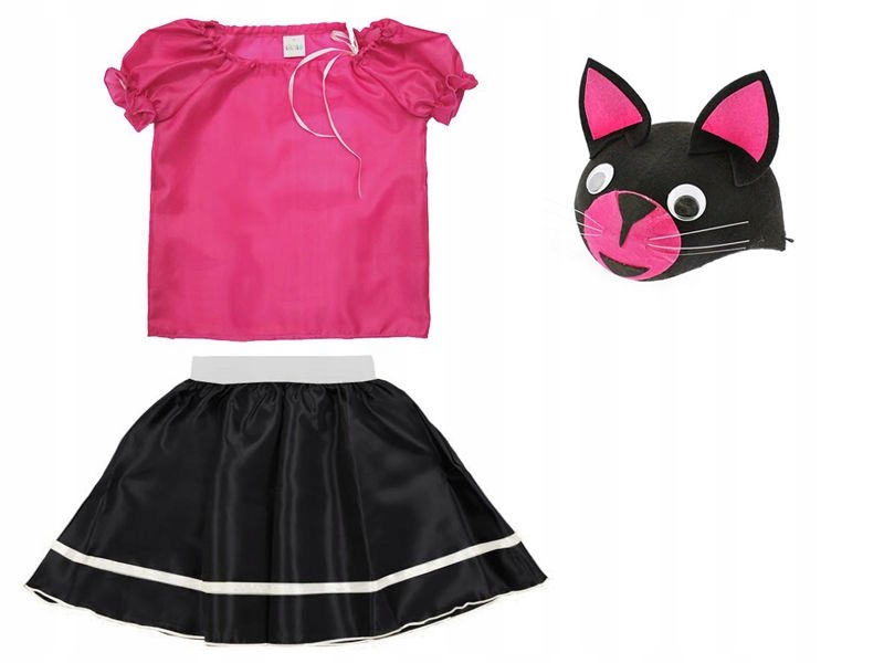 STRÓJ KOTEK BLUZKA SPÓDNICZKA CZAPKA 116-128