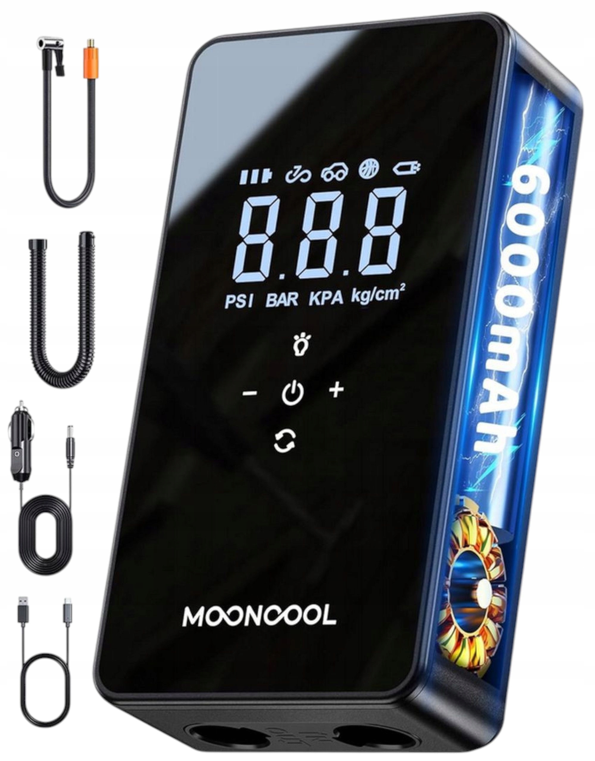 POMPKA ELEKTRYCZNA SAMOCHODOWA KOMPRESOR ROWEROWA 150PSI POWERBANK 6000mAh