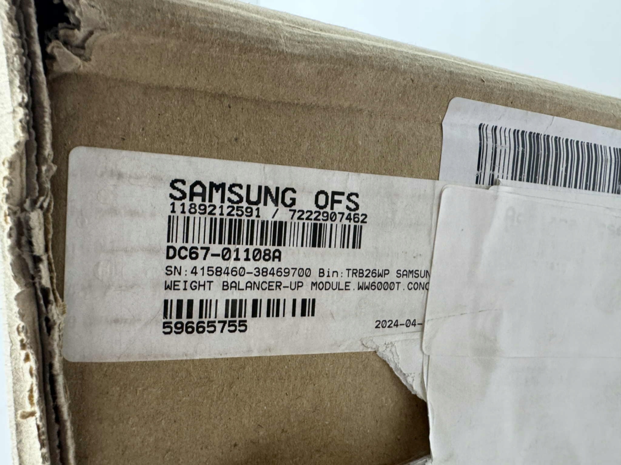 Przeciwwaga Górna Pralki Samsung DC67-01108A WW6000T