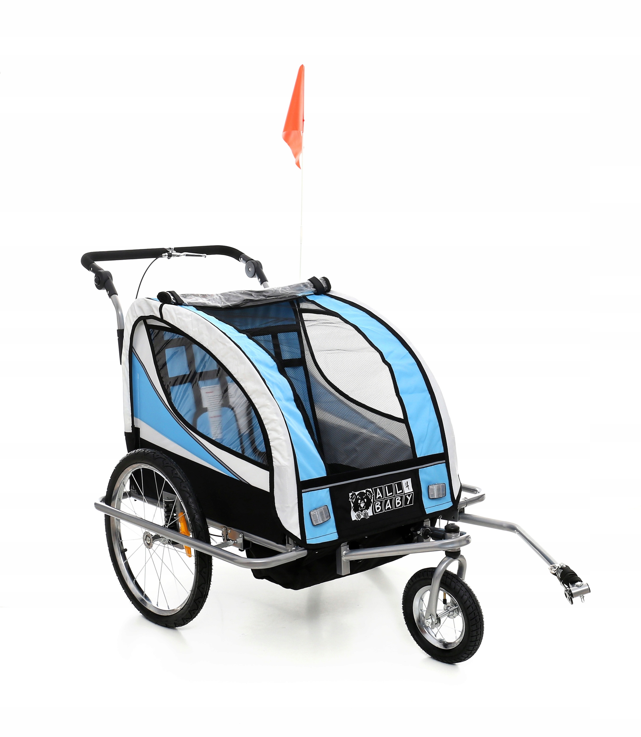 PRZYCZEPA DO ROWERU JOGGER ALL4BABY 2w1 LED 03 KOŁO 360