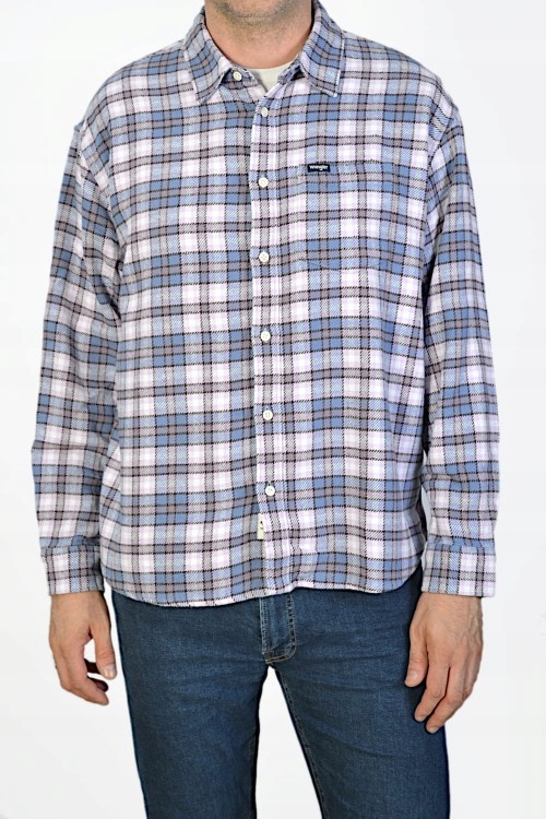 Wrangler 1 Pkt Shirt Stone Wash Blue Koszula Flanelowa Rozmiar L