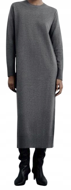 Zara Dlouhá Volná Pletená Šaty Szara vel. S