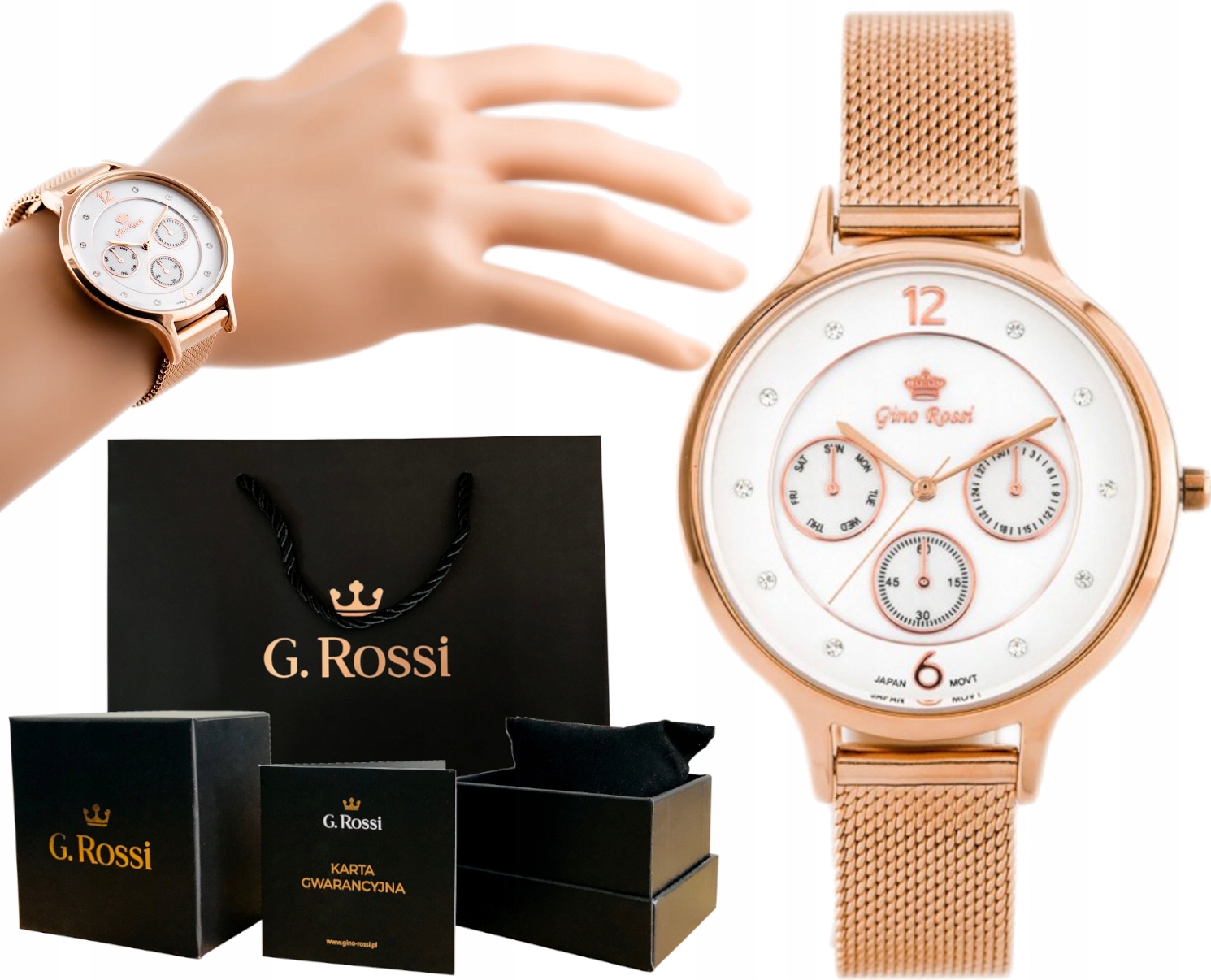 

Zegarek Damski G. Rossi Bransoleta Mesh Cyrkonie