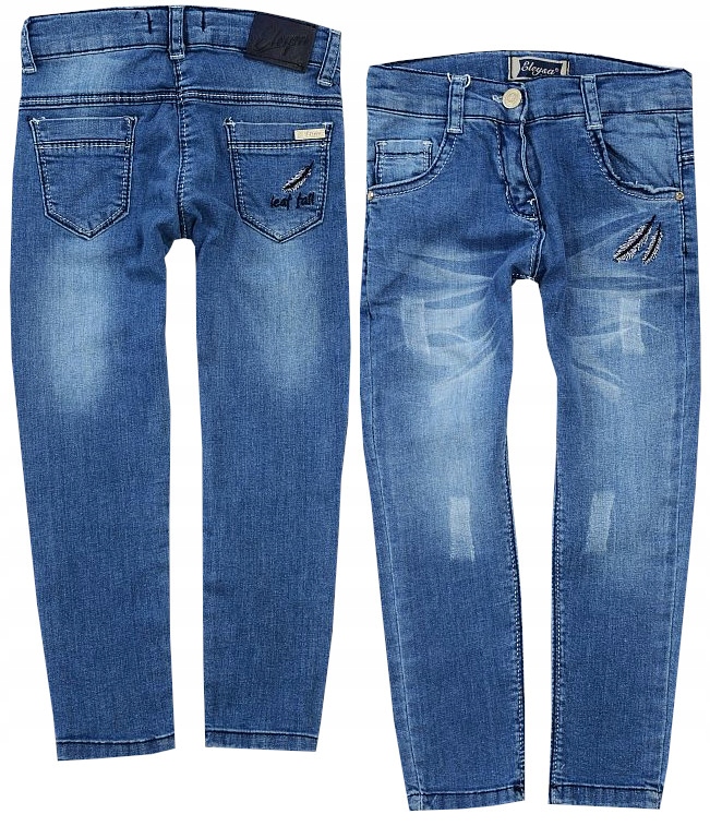 

Spodnie Jeansy Rurki Hafty Piórka 9/10 J193K